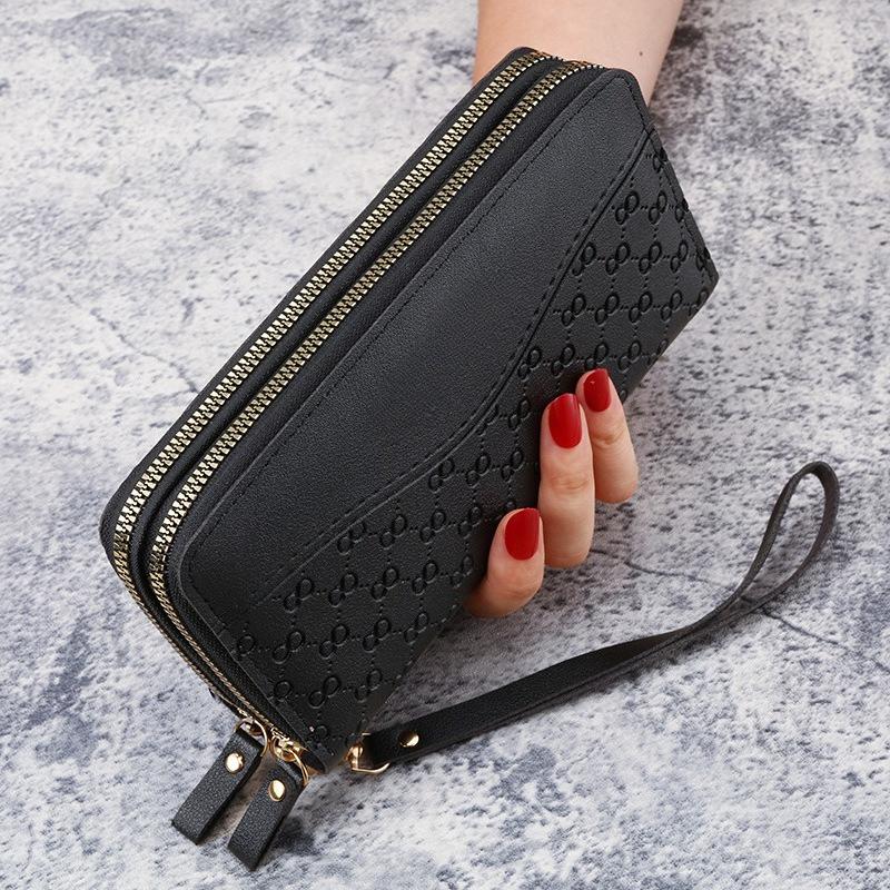 1Pc New Wallet, Women's Long Zipper Wallet, Fashionable Embossed Large-capacity Mother's Mobile Phone Change Clutch Bag