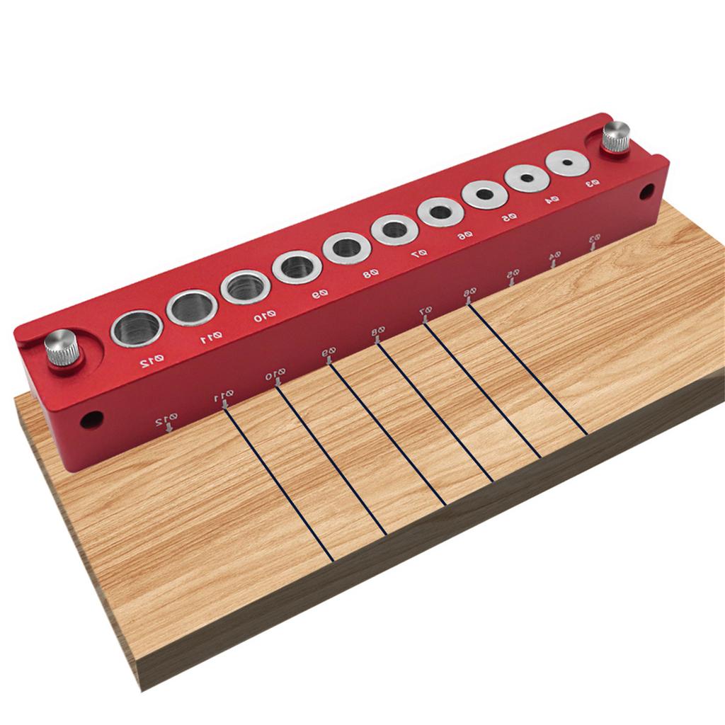 Aluminum Alloy Pocket Hole Doweling Jig for Woodworking 3-12mm Drill Guide, Self-centering Vertical Drilling Guide