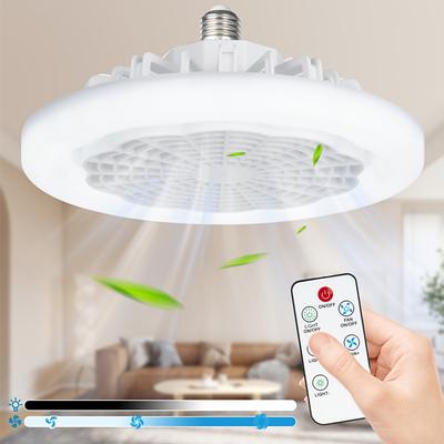 Ventilatore a LED con oscuramento remoto e controllo della velocità del vento, ventilatore silenzioso, ventilatore per dormitorio con attacco E27 ultrasottile