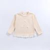 Girls Spring Base Layer Versatile Long-Sleeve Lace Round-Neck Top with Bow Korean-Style Outerwear for Girls