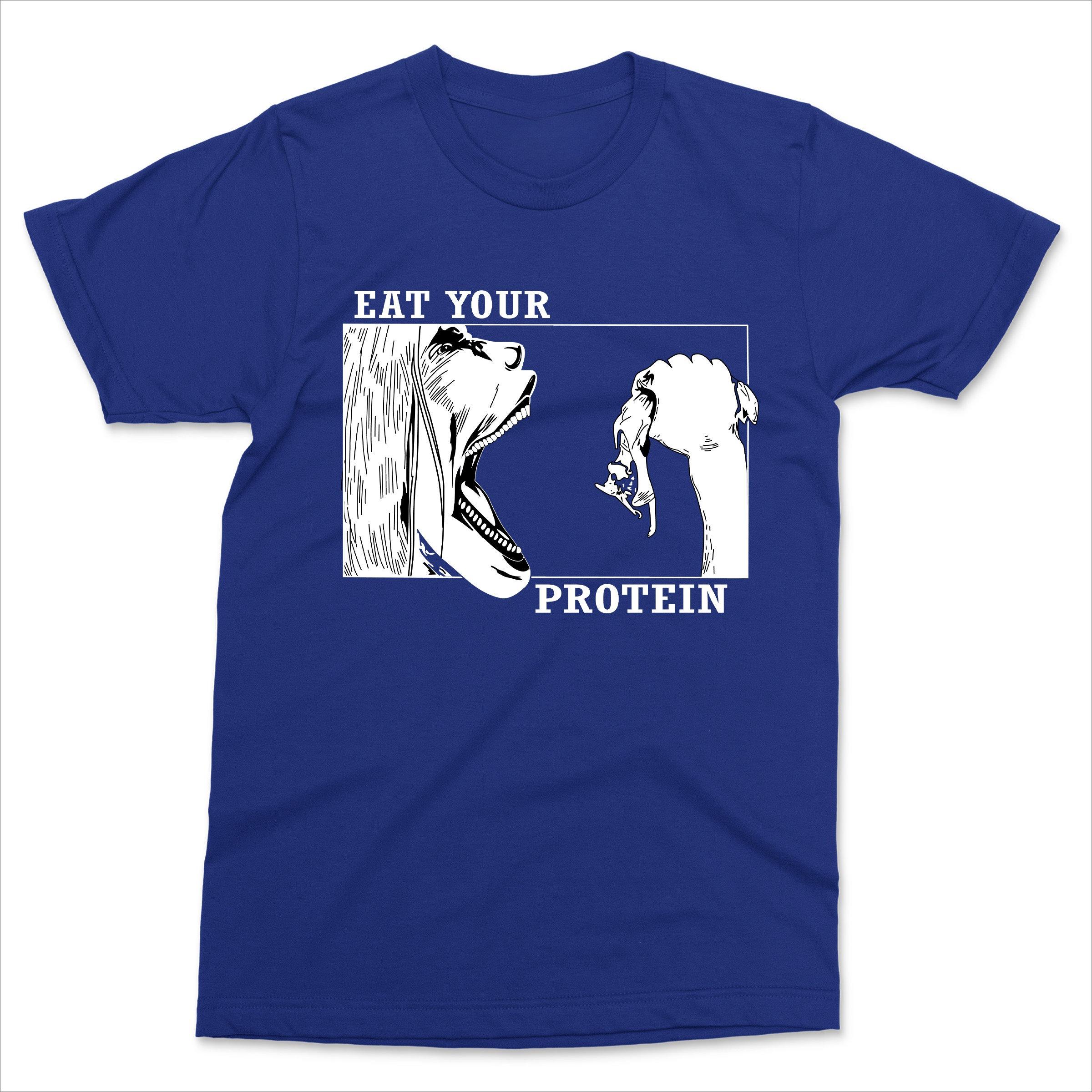 Винтажная забавная футболка с принтом  Ешь свой белок , аниме, спортзал, памп, бодибилдинг, фитнес, для мужчин и женщин, хлопковые футболки, одежда, топ 4XL