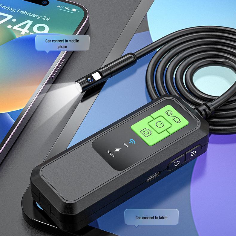 

2М WiFi Двухобъективный Промышленный Эндоскоп с Защитой от Высокой Температуры и Автоматическим Отключением Питания для Осмотра Двигателя Single Lens 1m