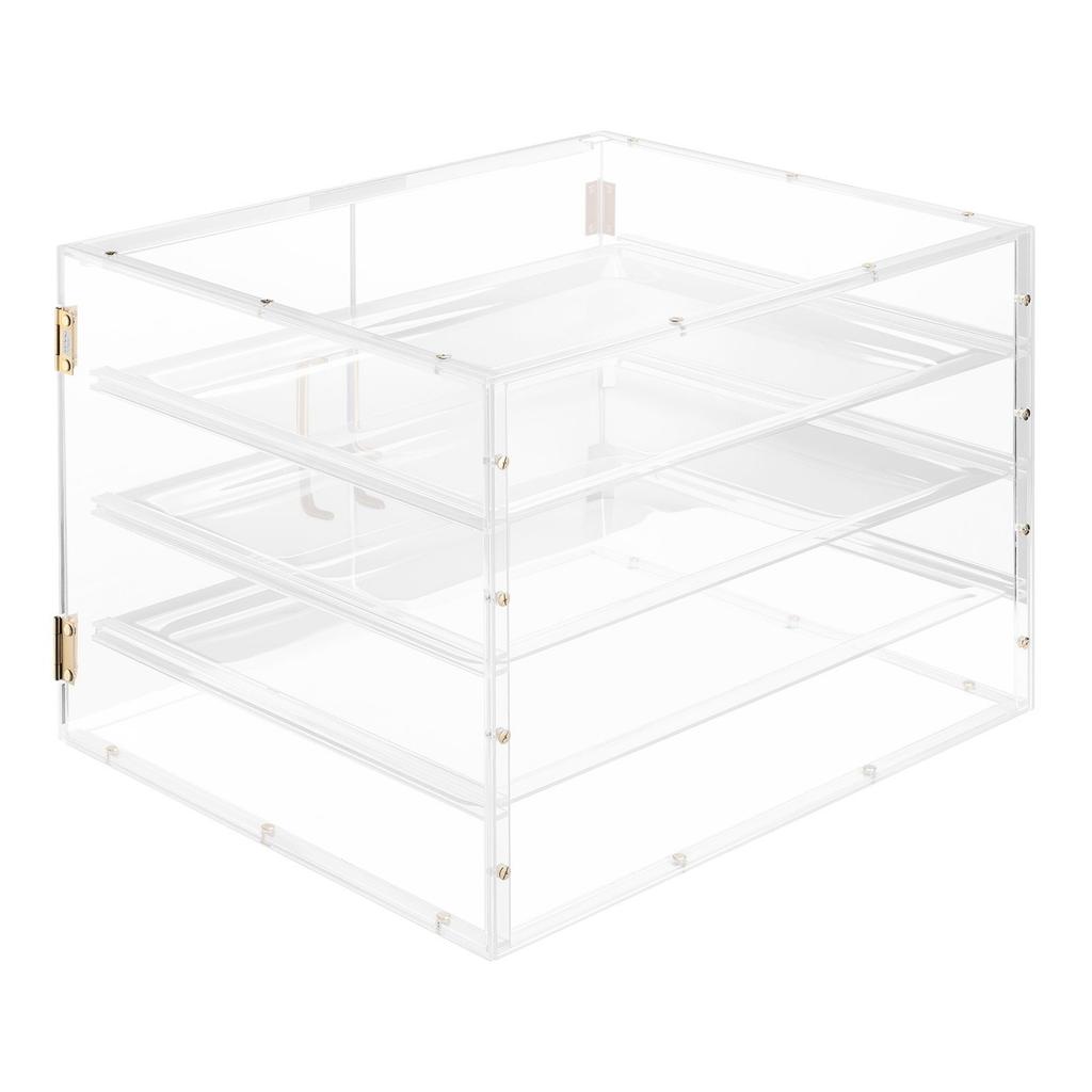 Bakery Display Case, 4-Tier Commercial Countertop Pastry Display Case, Clear Acrylic Bread Box for Kitchen, Party Cake Cabinet with Magnetic Rear Door
