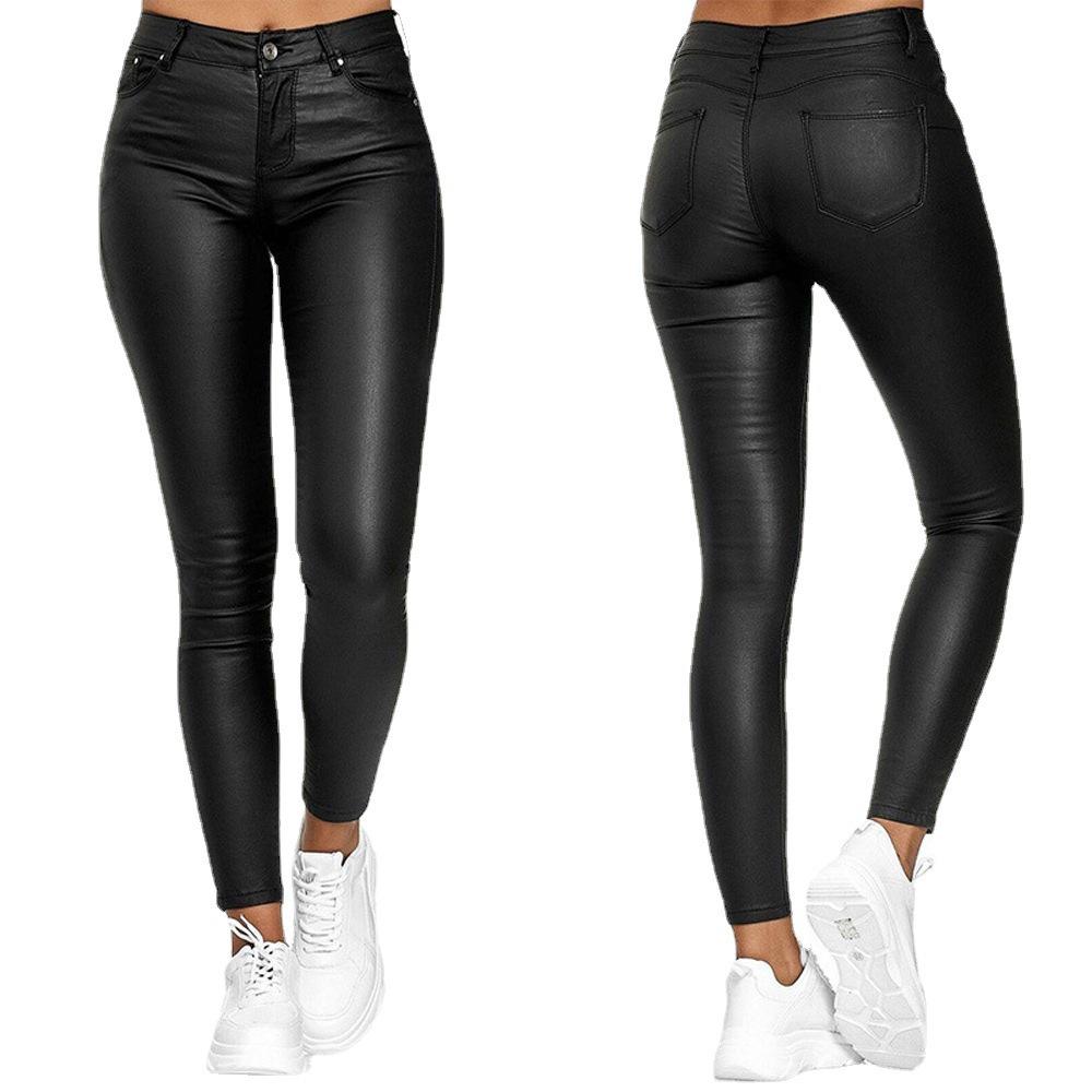 2026 Women's High Waist PU Leather Slim Fit Cropped Pants - Versatile Casual Style