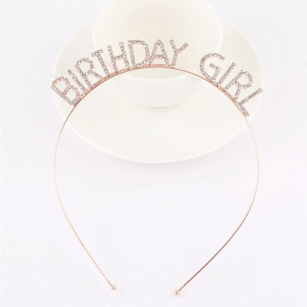 Letter Queen Zinc Zinc Alloy Korean Style Hair Hoop Female Jewelry Happy Birthday Headband Rhinestone Crown