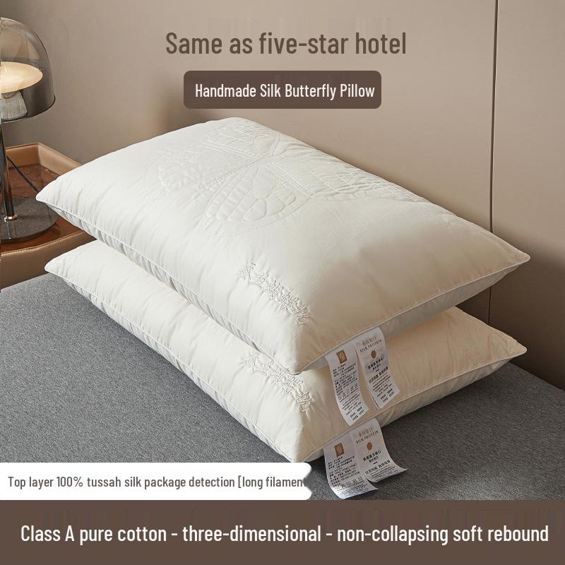 A-klasse Vlinder Zijde Geborduurde 3D Katoenen Hotelkussen - Moeder-Baby Kwaliteit
