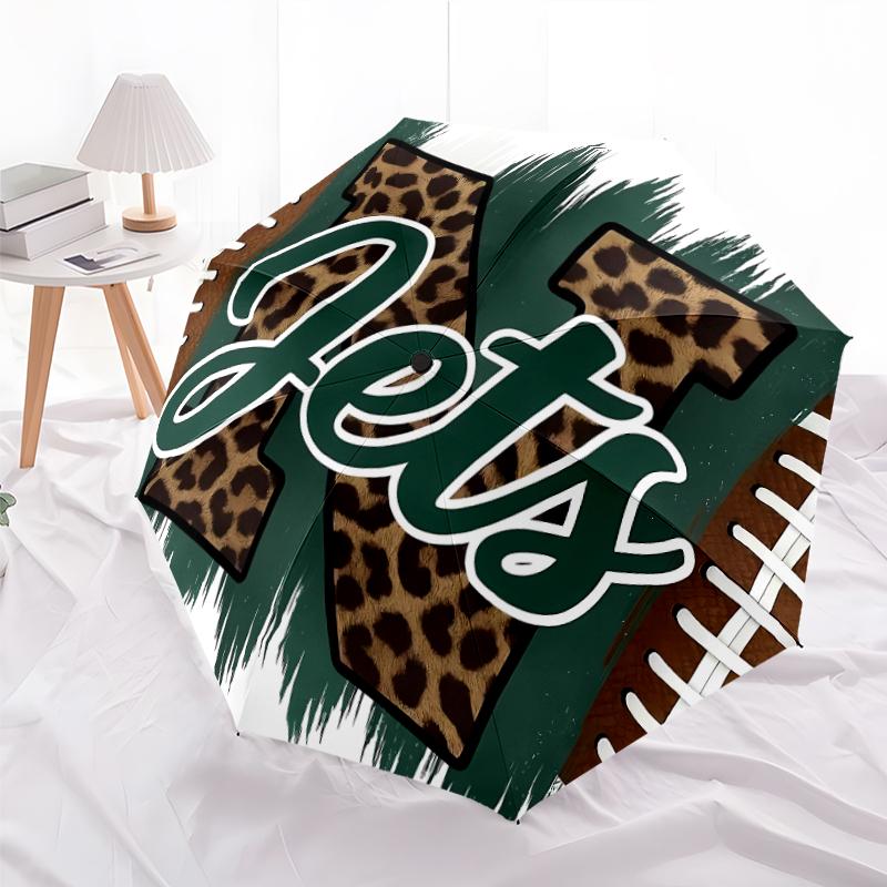 Printed New York Jets logo Folding Umbrella,Outdoor,Leisure,And Travel Umbrella,Durable Umbrella Fabric,Birthday And Holiday Gift