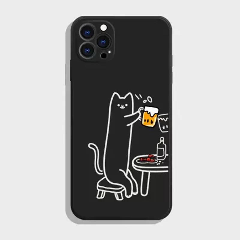

Оригинальный чехол для телефона с изображением пары кошек для IPhone 15 14 13 12 11 Pro Max Mini X XR XS Plus SE, мультяшное животное, противоударный, мягкий чехол iPhone 15