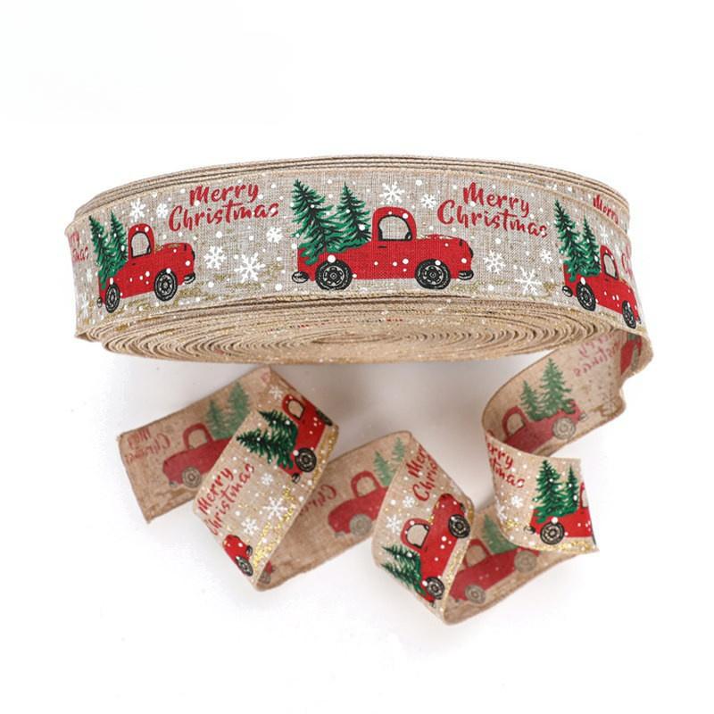 Christmas Ribbon Classic Wrapping Christmas Tree Ribbon Wreath Bows DIY Fabric Swirl Ribbon Burlap Xmas Gift Decoration