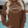 Autumn&Spring Clothing Hand Drawn Rugby Print Sweater Tops for Women Round Neck Long Sleeve