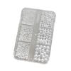 6 Grids Round White Pearls Nail Beads Nail Charms Caviar Beads Nail Jewels Half Round Pearl Gems DIY Nail Art Decor