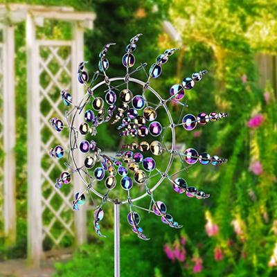 Metal Windmill Garden Spinner Reflective Paint Finish Kinetic Wind Spinners Weather-Resistant Outdoor Windmill Ornaments for Garden Lawn