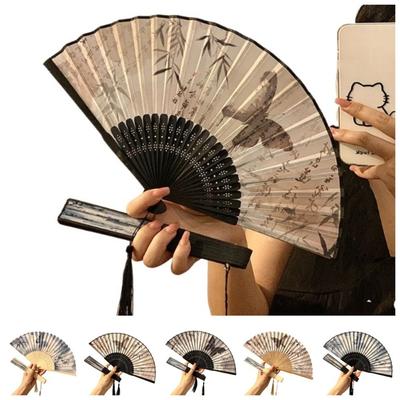 Bambusrahmen Seiden-Faltfächer Chinesischer Stil Tanzfächer Unisex Retro Handfächer Mädchen Geschenk