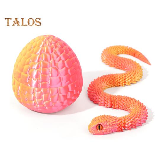 1 Set 3D Printed Snake Egg Figurine Movable Joints Snake Eggshell Figure Fidget Toy Snake Egg with Articulated Snake Inside Desktop Decoration