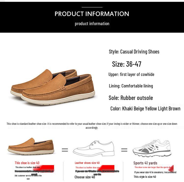 Men's Genuine Leather Slip-on Loafers - Spring Cowhide Casual Shoes