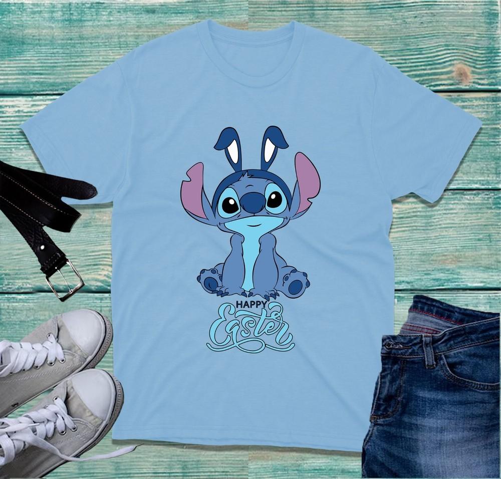 Happy Easter Day Tshirt Easter Bunny Lilo Stitch Easter Rabbit Tee Top S