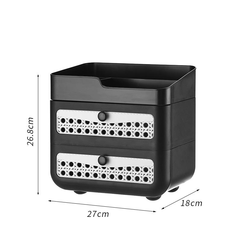 Kosmetik-Aufbewahrungsbox im chinesischen Stil: Staubdichter Schreibtisch-Organizer für Lippenstift, Masken und Hautpflegeprodukte mit Schubladen.
