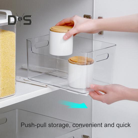 2Pcs Drawer Storage Box Sliding Rail Self-adhesive Quiet Dresser Wardrobe Kitchen Cabinet Organizer Drawer Slide Pull-out Track
