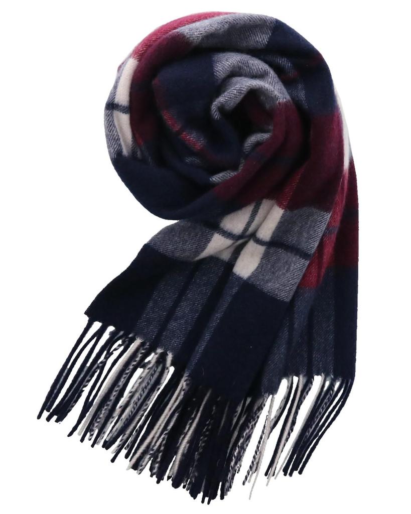 Filomo Cashmere Check for Women X 100% Scarf/Stole, Pattern, Large, (194 50cm, Navy)