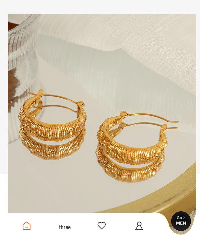 Elegant Geometric Luxury Jewelry: Niche C Circle Stud & Hoop Earrings for Women