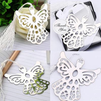 Stainless Steel Silver Guardian Angel Bookmark Tassel Page Marker Ribbon Box