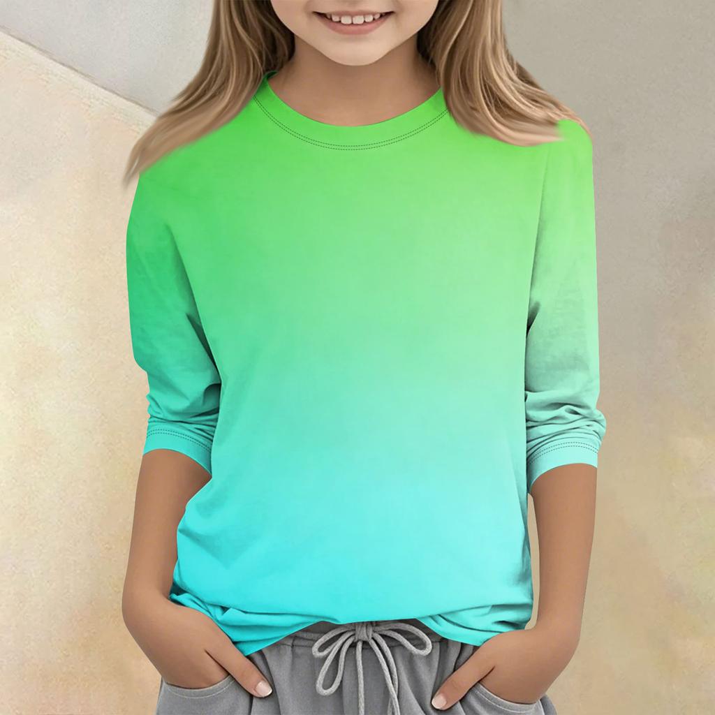 Children's Printed Round Neck Seven Quarter Sleeve Casual T-shirt