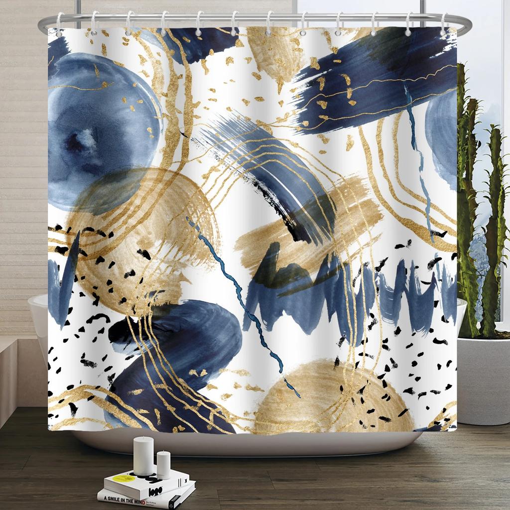 Nordic Wind Boho Shower Curtain for Bathroom Abstract Mid Century Modern Minimalist Geometric Arch Beige Bohemian Bath Curtain