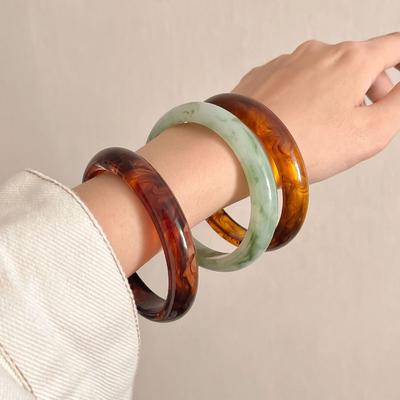 Geometric Resin Bangles Antique Style Retro Hand Ring Creative Chunky Bracelets  Lady