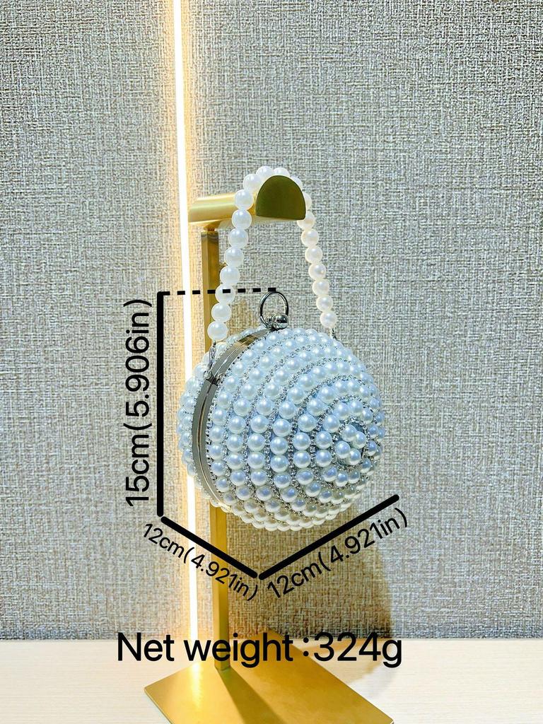 Pearl Rhinestone Spherical Evening Handbag