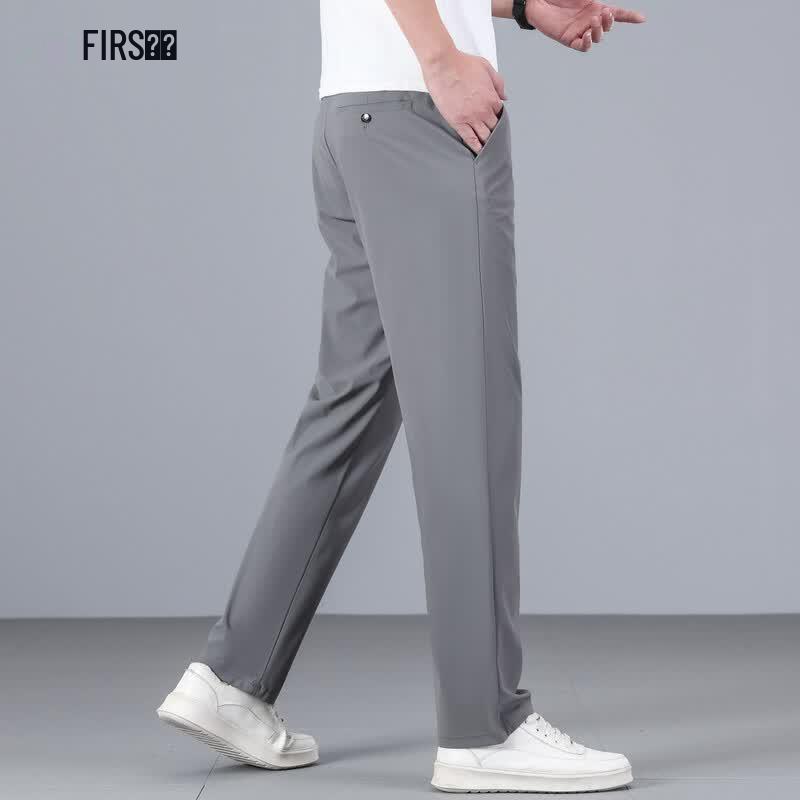 FIRS Men's Wrinkle-Resistant Stretch Straight-Leg Trousers