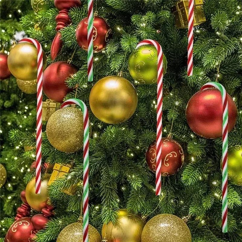 Acrylic Christmas Candy Canes Hanging Pendants Creative Twisted Crutch Xmas Tree Ornaments New Year Party Home Decor Wholesale