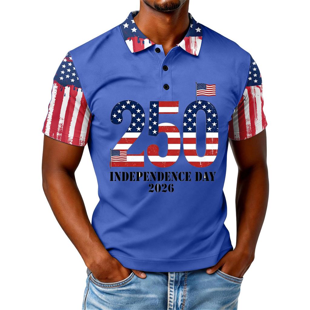 Men's Loose And Casual Flag Letter Print T-shirt Short-sleeved Top
