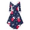 Women's Fashion Elegant Autun And Winter Long Sleeve V-Neck Christmas Print Dress