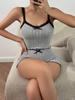 Women's Elastic Lace Trim Pajama Set - Camisole and Bowknot Shorts for Indoor/Outdoor Wear