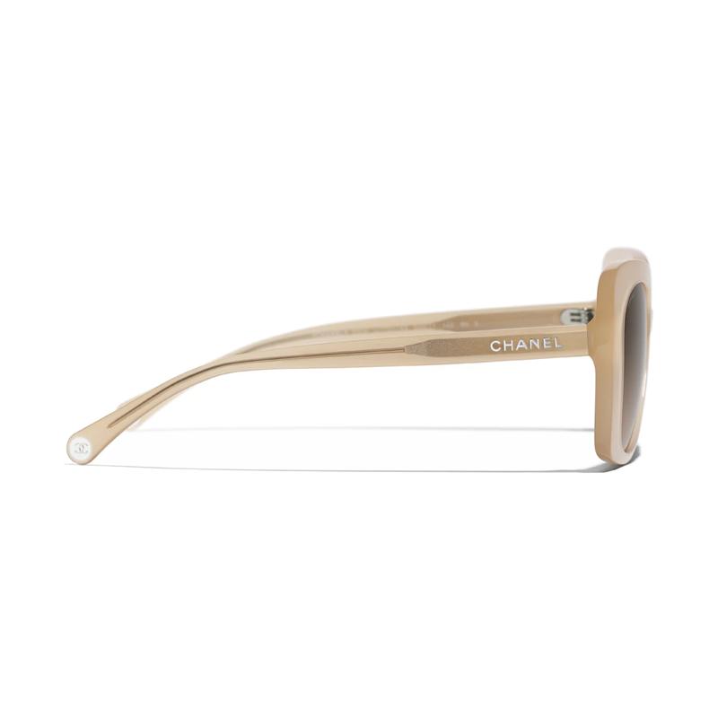 CHANEL Butterfly Temple Side Logo Acetate Butterfly Sunglasses Unisex Couple Style Dark Beige