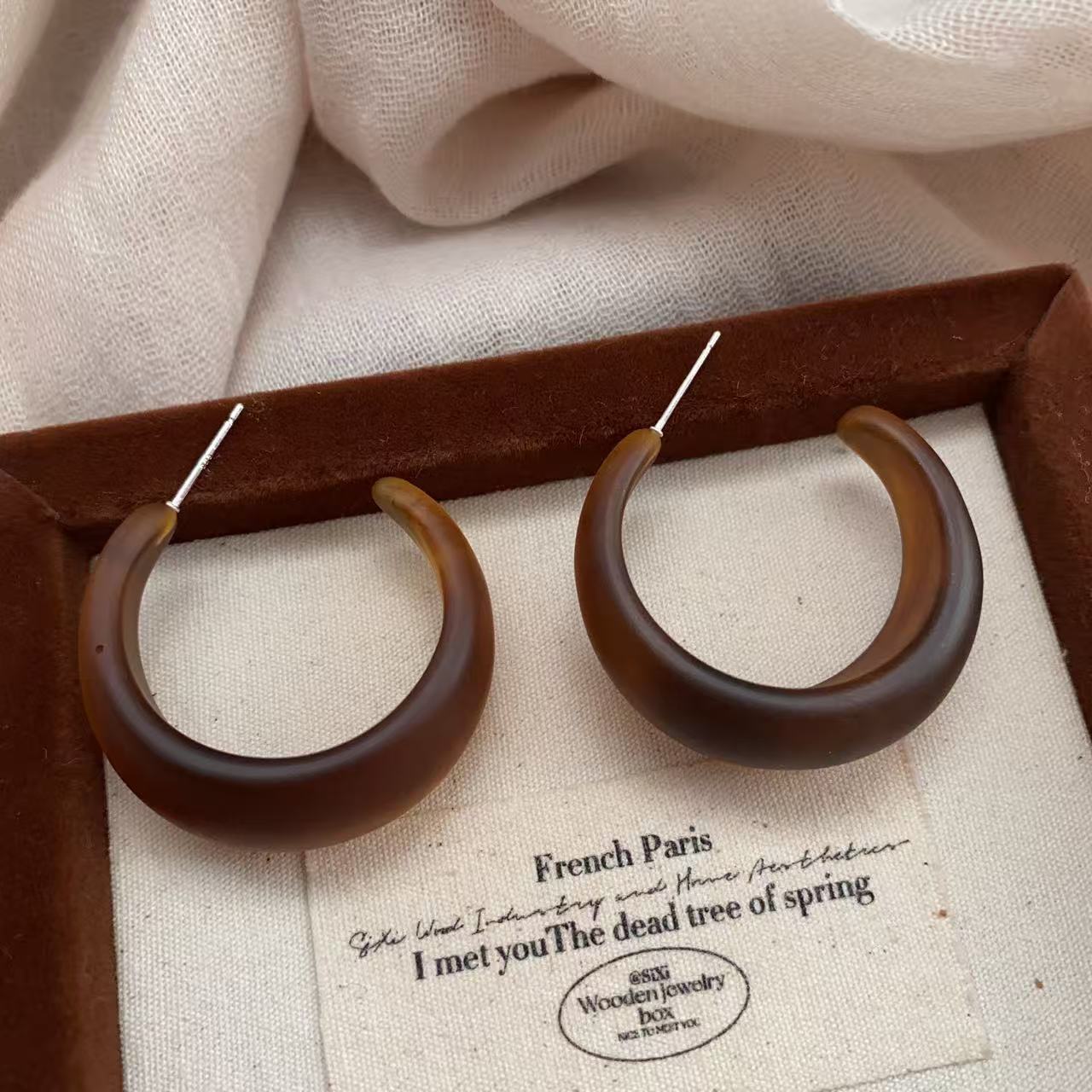 Винтажные серьги-кольца из смолы Ankara Red Circle Серьги Осень и Зима Простые Французские Серьги