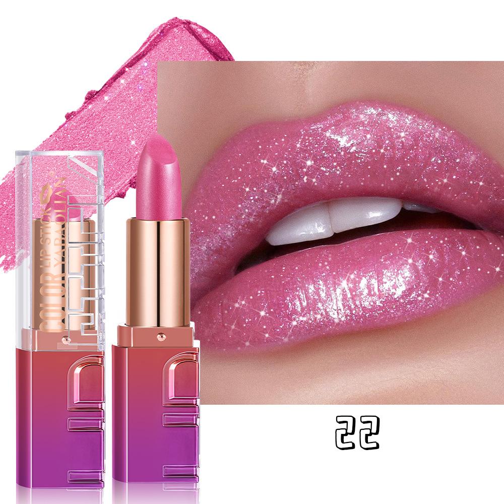 Shimmery Pearl Glossy Lipstick Gold Sparkles Ultra Pigmented Metallic Lip Tint Diamond Glam Luxury Bold Glitter Lip Makeup