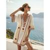 2026 summer European and American new loose printing V-neck women's casual vacation dress