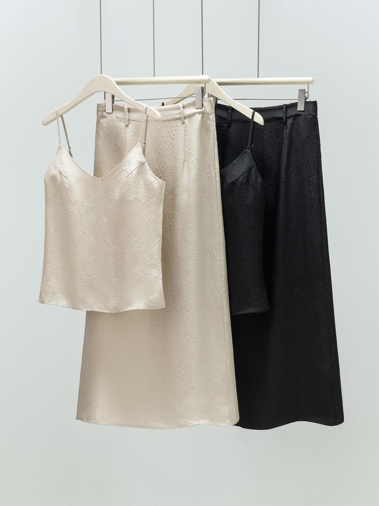 Damen-Set aus französischer Maulbeerseide: Camisole & Langer Rock - Frühjahrs-/Sommer-Mode