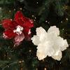 Lebensechte Beflockte Weihnachtsmagnolienblüten Weihnachtsbaum Blumengesteck-Stecker Tischmittelstück