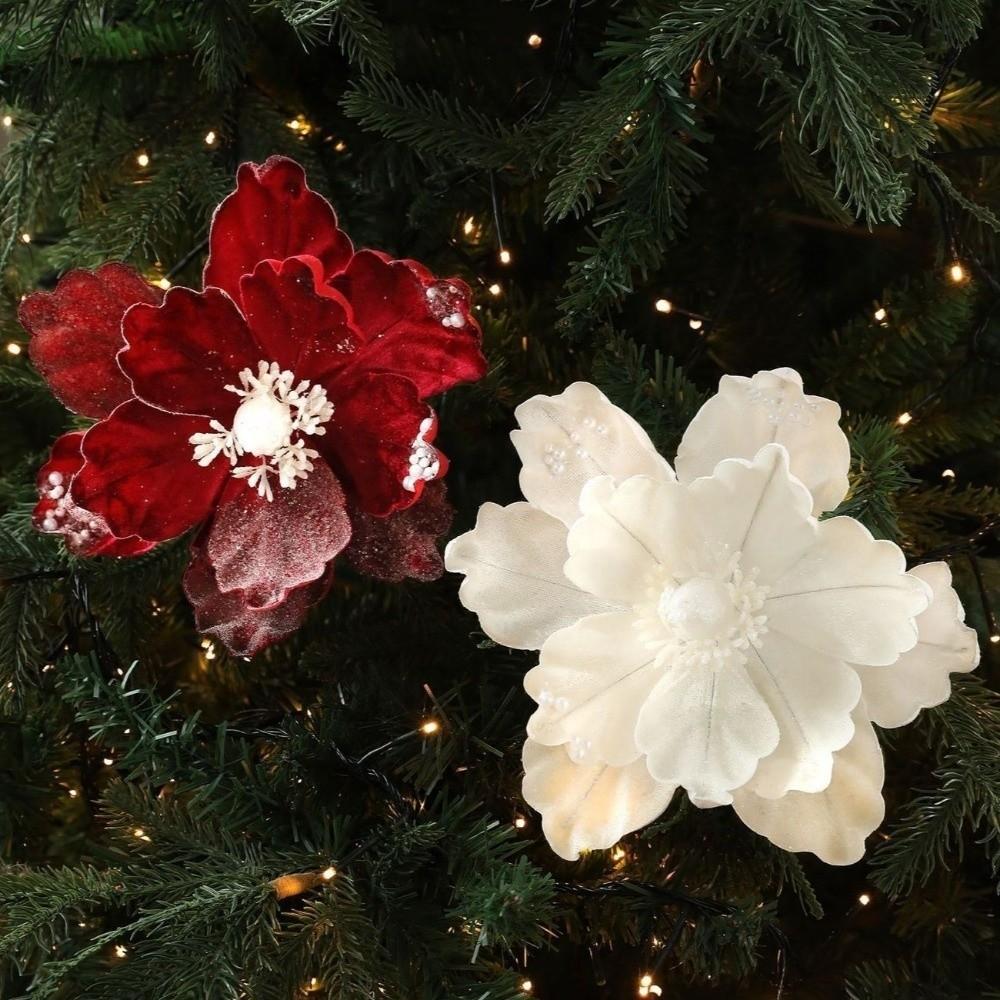 Lebensechte Beflockte Weihnachtsmagnolienblüten Weihnachtsbaum Blumengesteck-Stecker Tischmittelstück