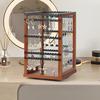 1pc Desktop Women Jewelry 360 Degree Rotation Storage Rack,ring&earring&necklace Multifunctional Jewelry Display Organizer holder,Wooden Base.