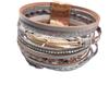 Bohemian Ethnic Crystal Feather Layered Leather Bracelet