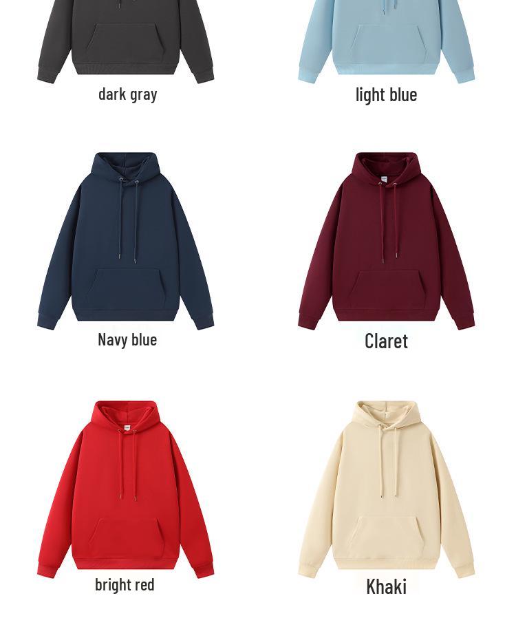 Men's and Women's Warm Cotton Hooded Sweatshirt - Plain Color, Loose Fit, Autumn Winter Style