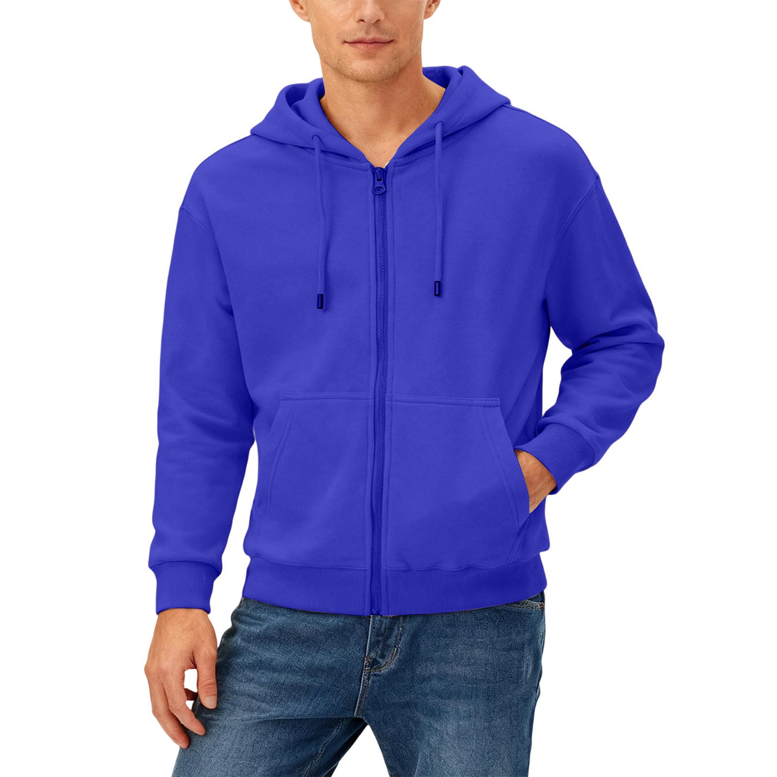 

Мужской Повседневный Вейверг На Молнии С Капюшоном Толстовка Пальто XL синий