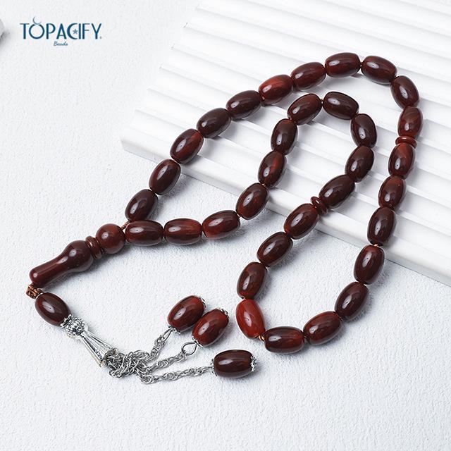 33-Bead Muslim Prayer Rosary Bracelet with Alloy Pendant