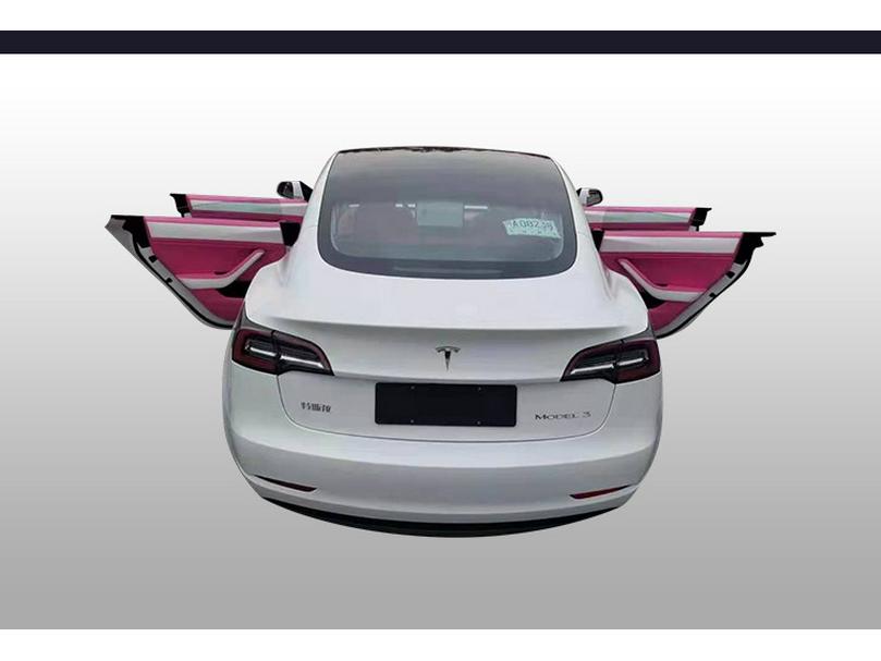 Pink Alcantara Interior Upgrade for Tesla: Personalized Multi-Color Design
