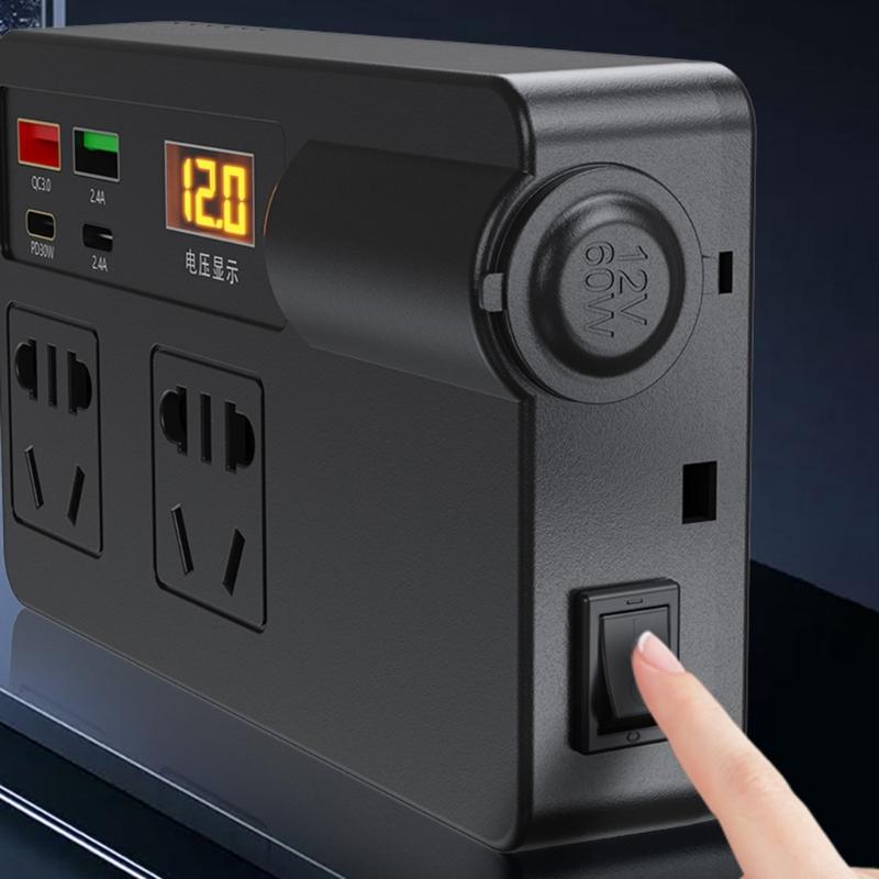 120W Car Power Inverter with PD 30W Type-C & USB-A Port DC12V-24V To 220V Car Plug Adapter Outlet Vehicle