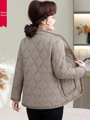 Mom's Winter French-Style Stand-up Collar Jacket: Fashionable Plus-Size Velvet Thickened Cotton Outerwear for Middle-Aged Women