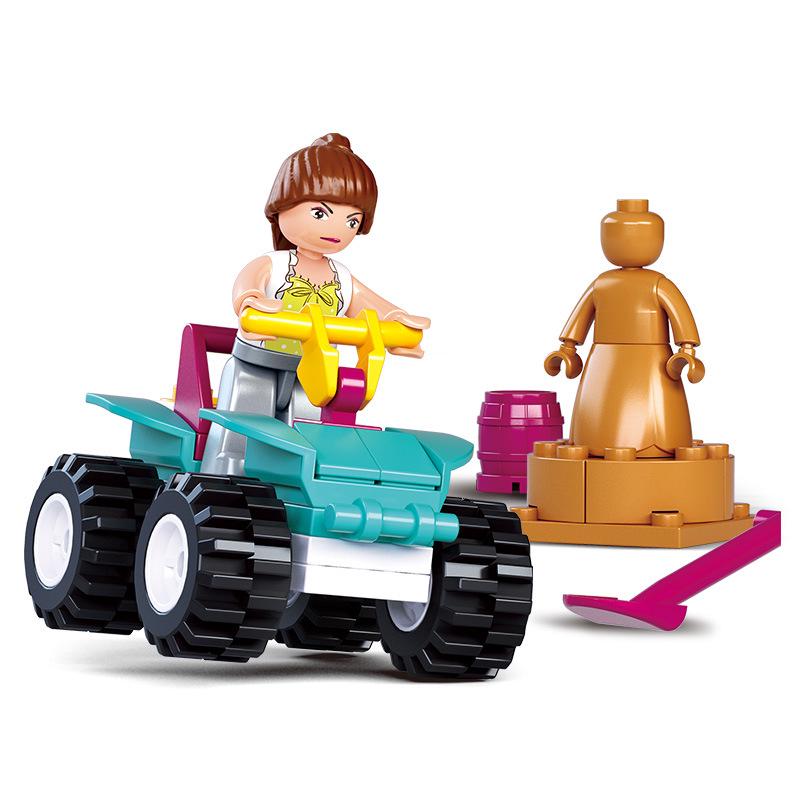 2 IN 1 SLUBAN Girl Royal Carriage Wagon Model Building Blocks Enlighten Action Figure Toys For Children